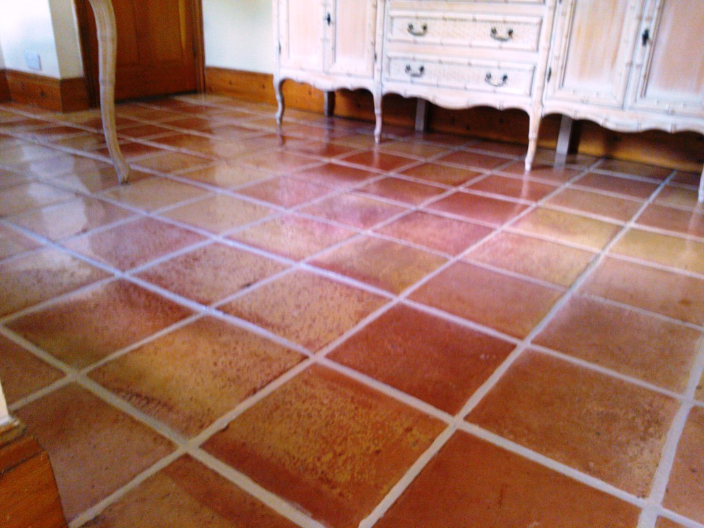 Saltillo Tiled Floor after cleaning