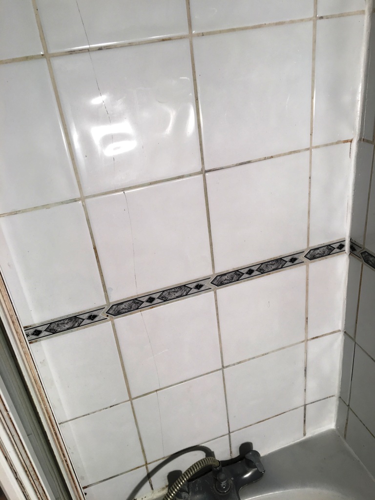 Dirty Ceramic Bath Tiles in Chessington before cleaning