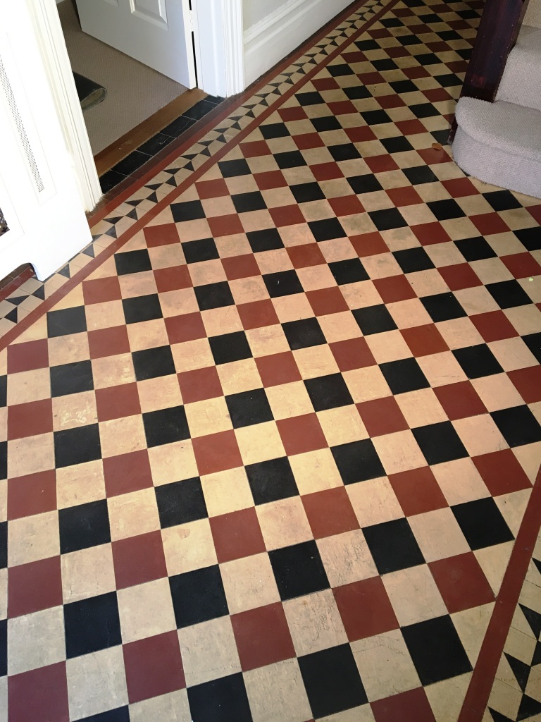 Victorian Tiled Hallway Floor Before Cleaning Weybridge