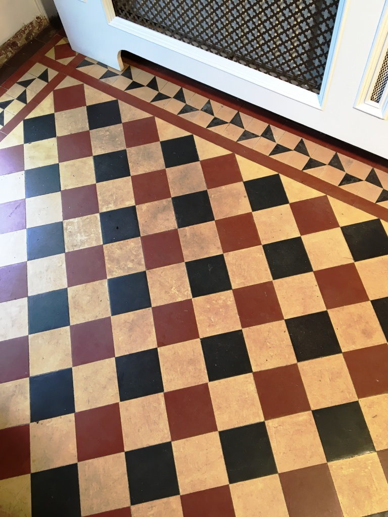 Victorian Tiled Hallway Floor Before Cleaning Weybridge