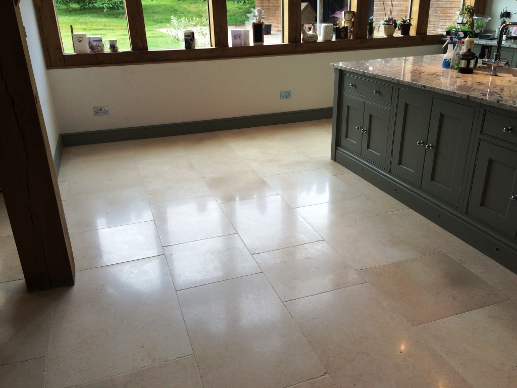 Limestone Floor Tiles Cobham After Cleaning