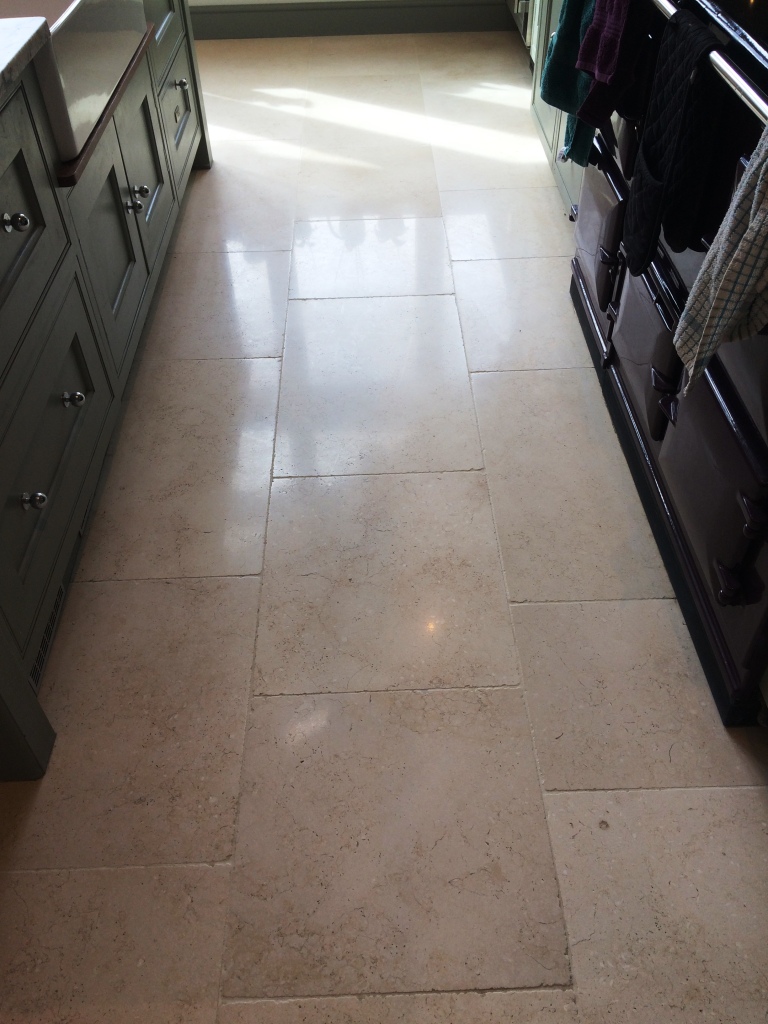Limestone Floor Tiles Cobham After Cleaning
