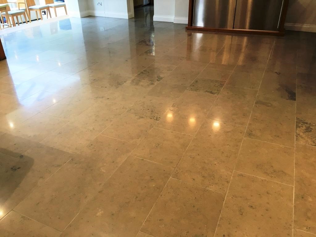 Limestone Tiled Floor After Cleaning in Weybridge