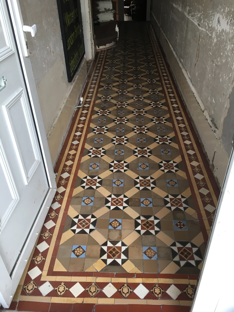 Victorian Tiled Hallway Floor After Rebuild in Epsom