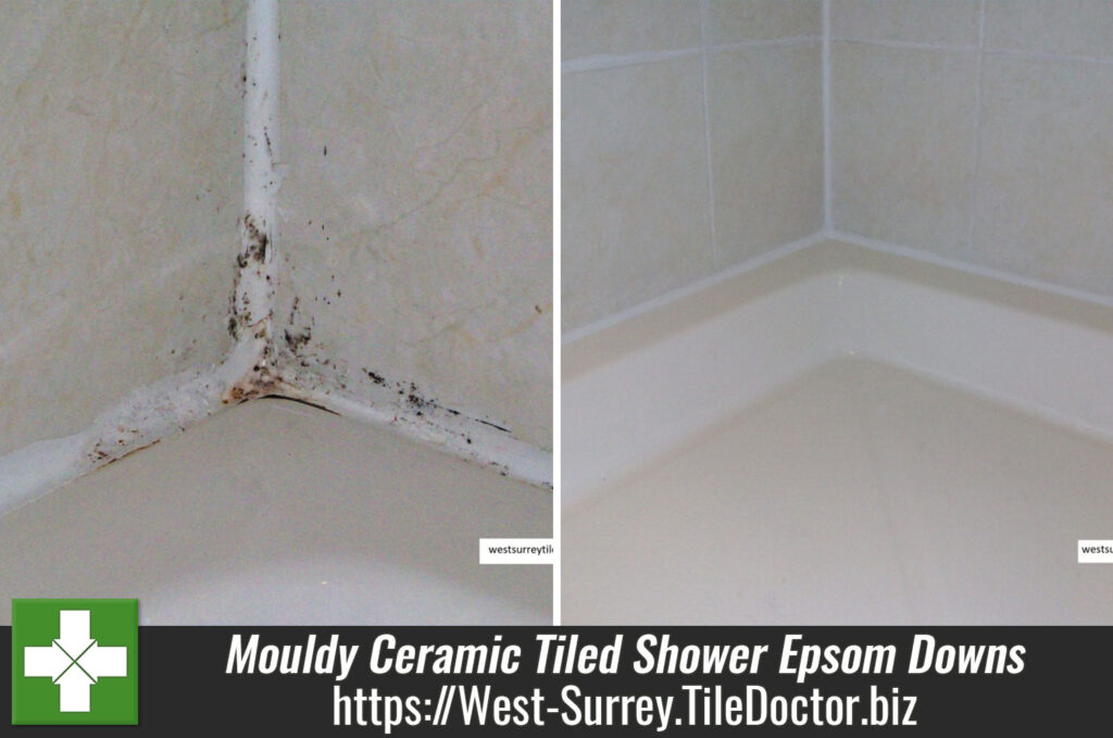 Mouldy Ceramic Tiled Shower Refreshed in Epsom Downs