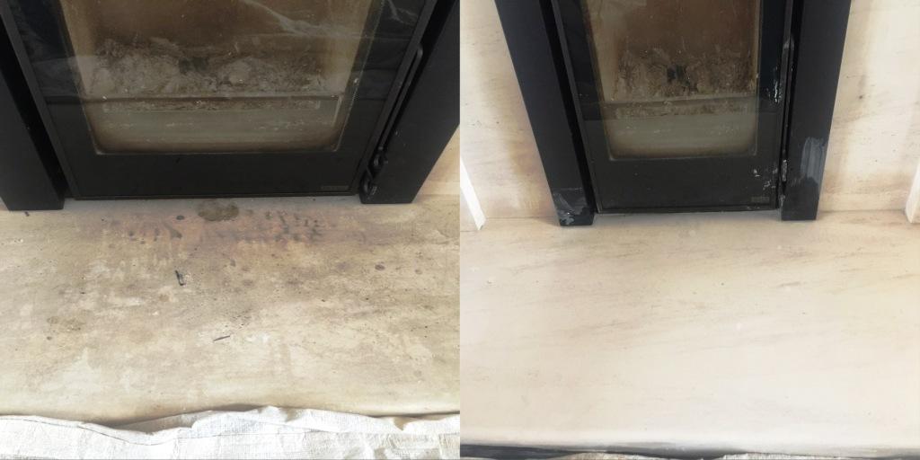 Stone Fireplace Before and After Cleaning East Byfleet