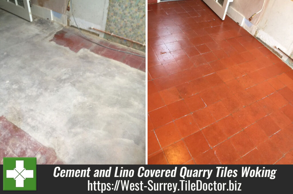 Cement and Lino Covered Quarry Tiles Restored in Woking