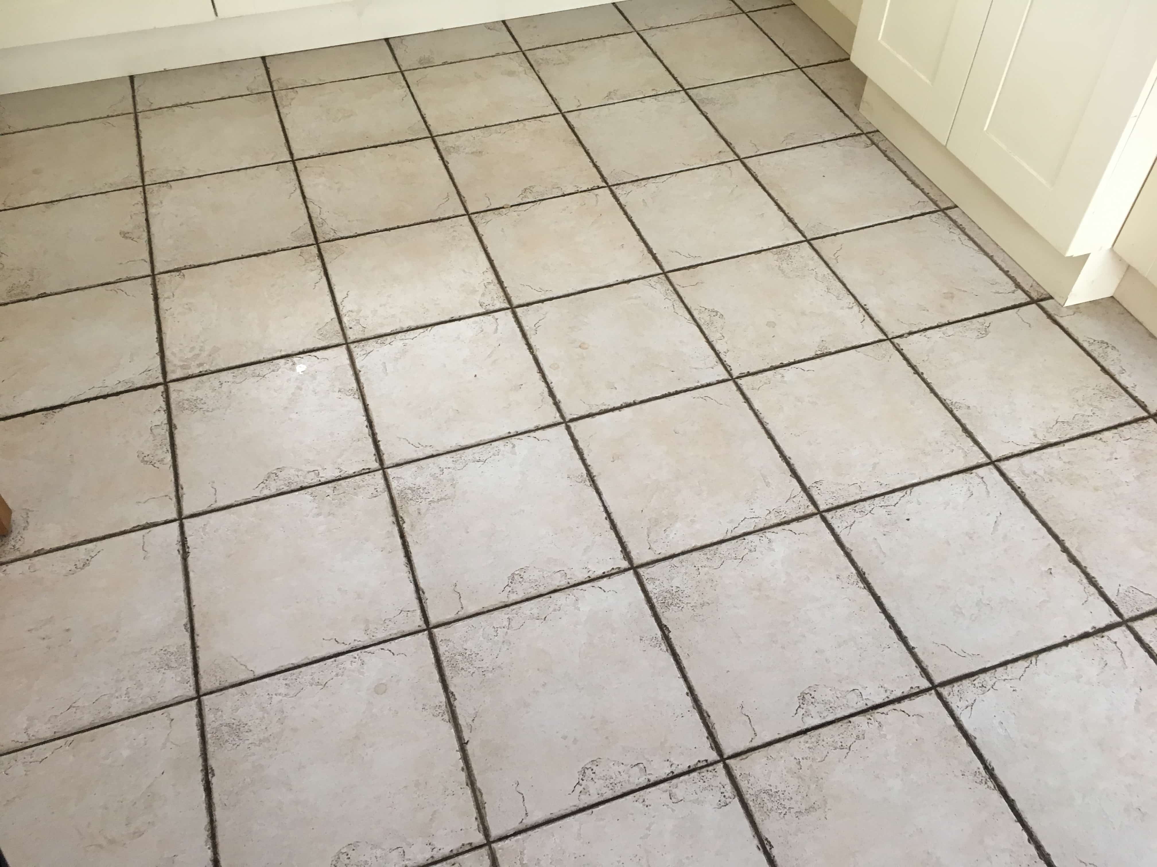 Ceramic Tile Grout Before Cleaning Leatherhead Kitchen
