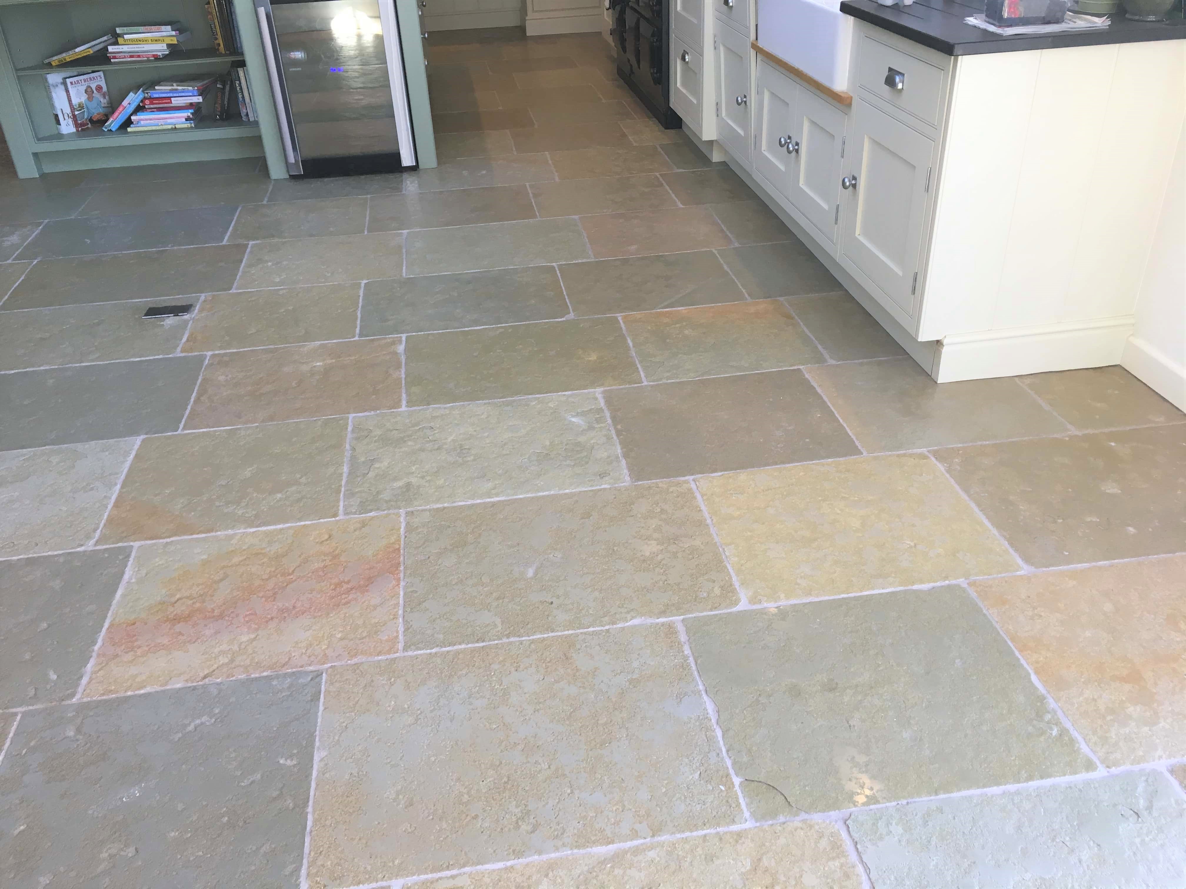 Sandstone Kitchen Floor After Cleaning Sealing Farnham