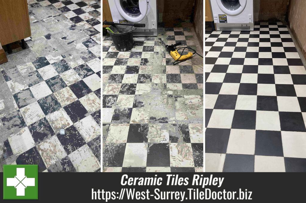 Adhesive Stained Ceramic Tiled Kitchen Floor Renovated Ripley