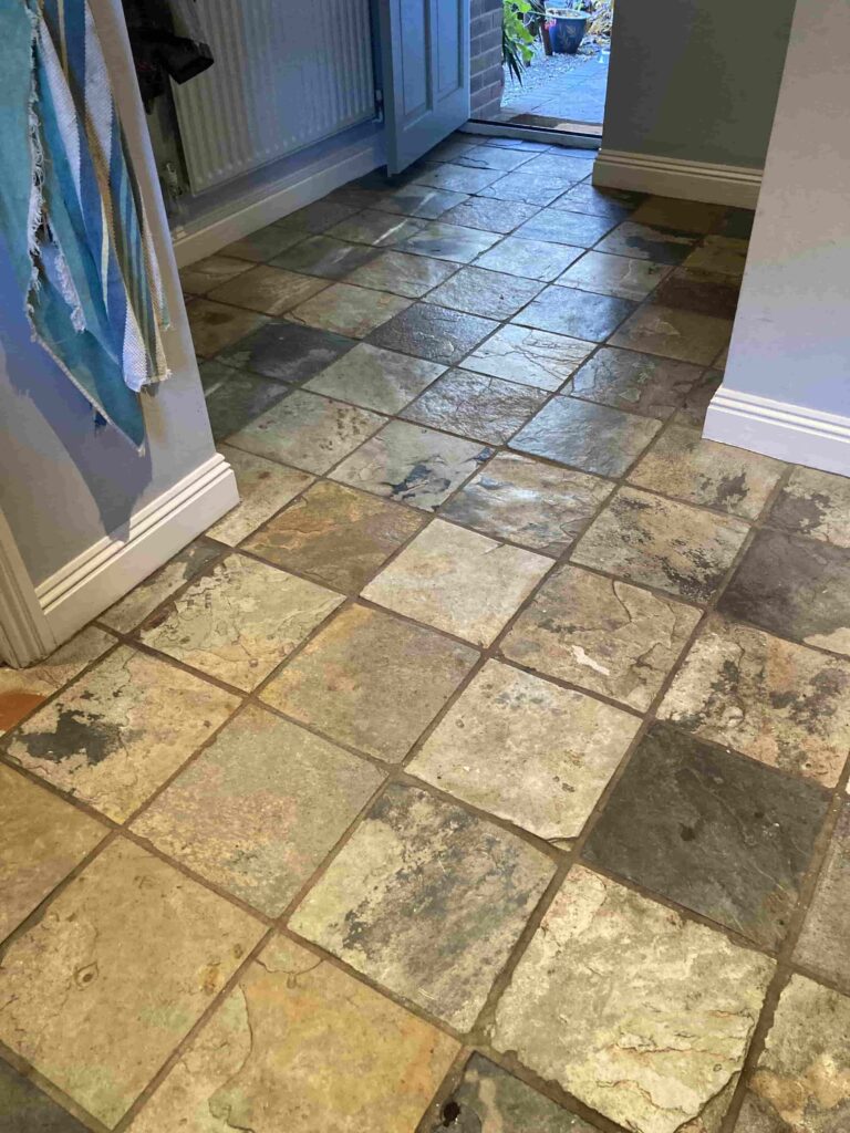 Slate Floor Before Cleaning Farnham Kitchen