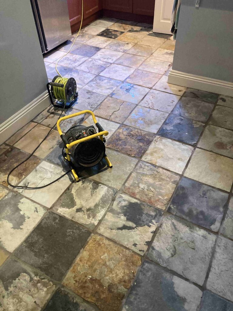 Slate Floor During Cleaning Farnham Kitchen