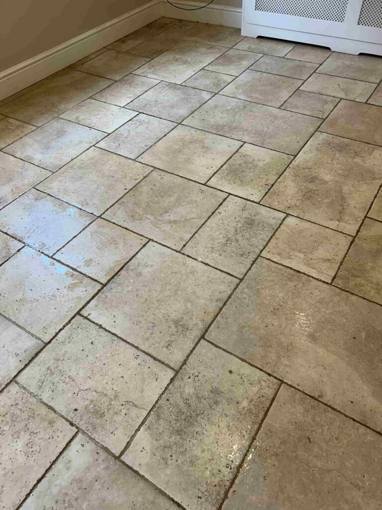 Ceramic Tiled Kitchen Floor Before Cleaning Epsom