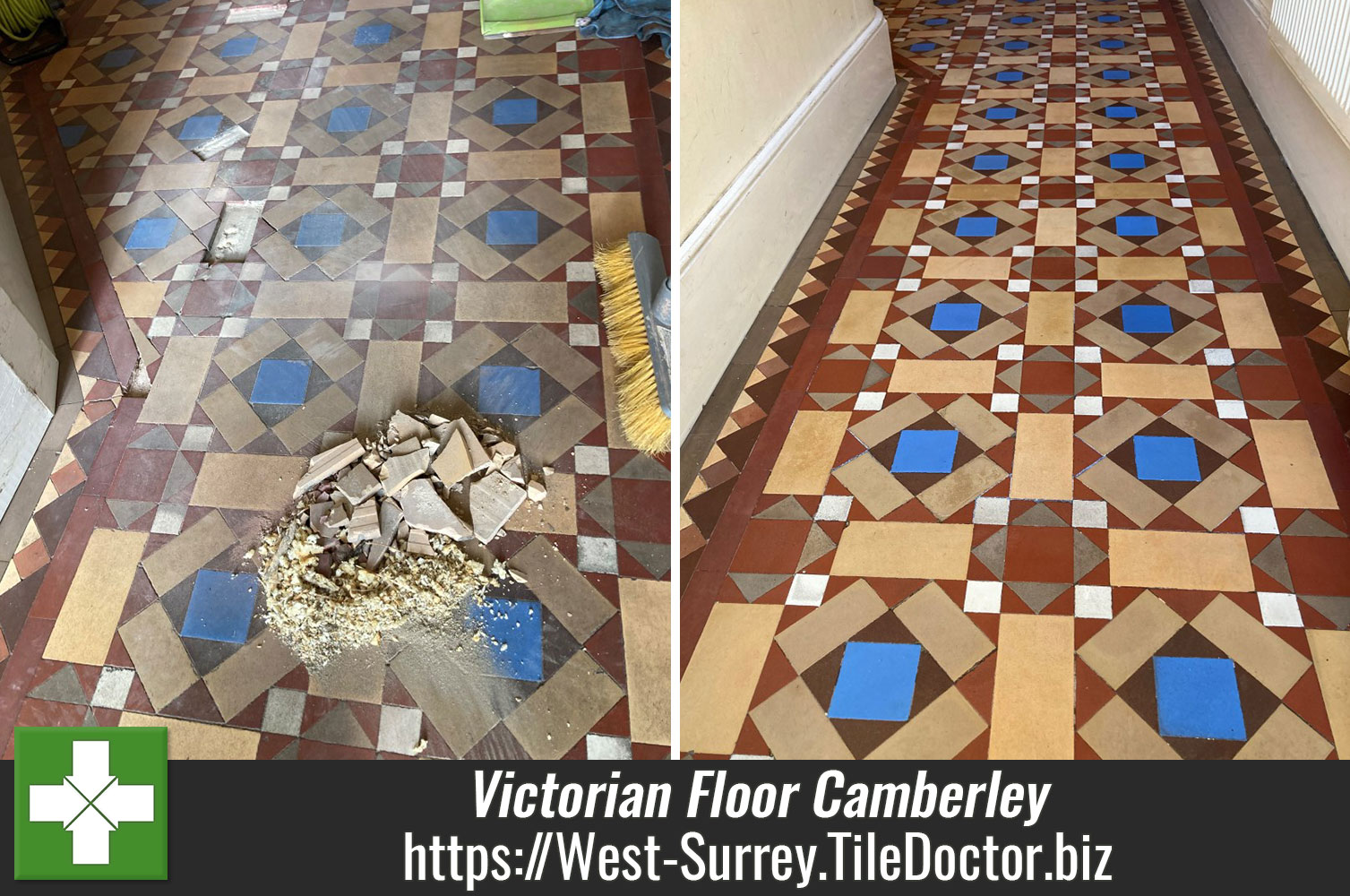 Express Restoration of a Victorian Tiled Hallway floor in Camberley - West  Surrey Tile Doctor