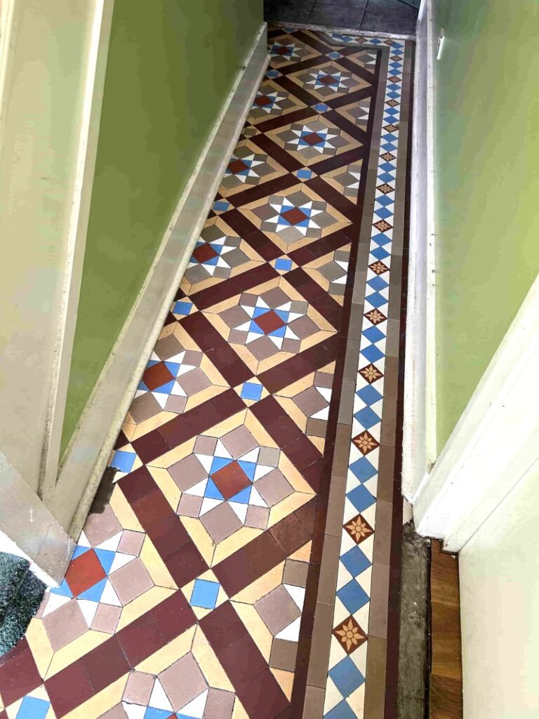 Wax Covered Victorian Tiled Hallway Floor After Renovation Addlestone