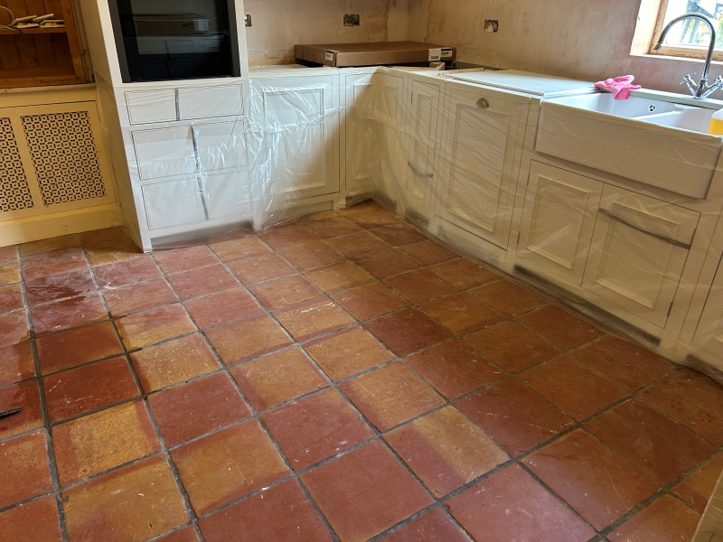 Terracotta Tiled Kitchen Floor Before Cleaning Cobham Terracotta Tiled Kitchen Floor Before Cleaning Cobham